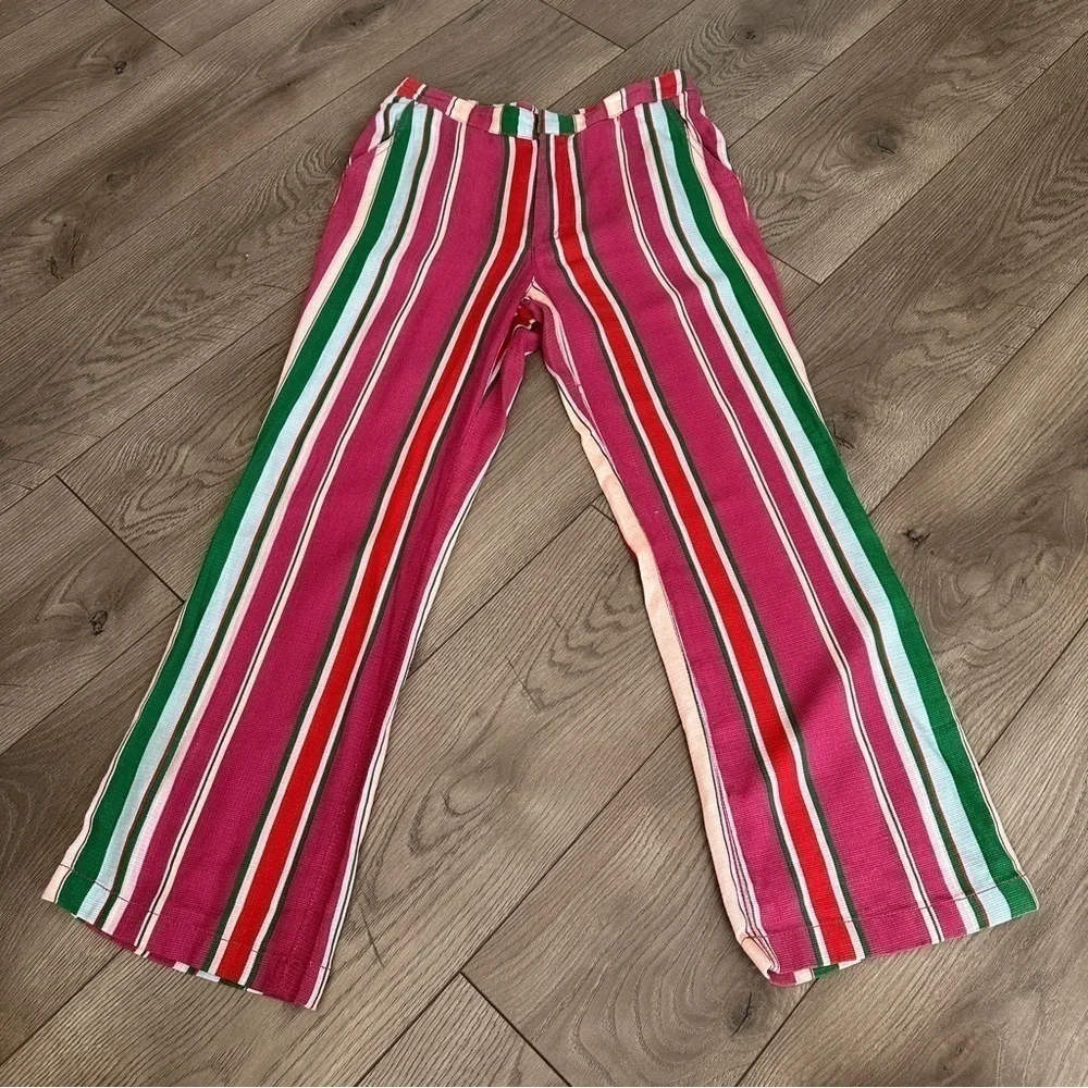 Free People La Paz Crop Flare Striped Pants size 2